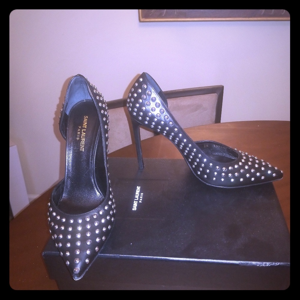 Saint Laurent Black Studded Heel